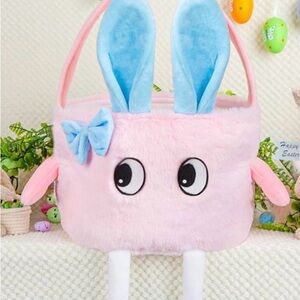 Cute Pink Bunny Plush Bag with Blue Ears